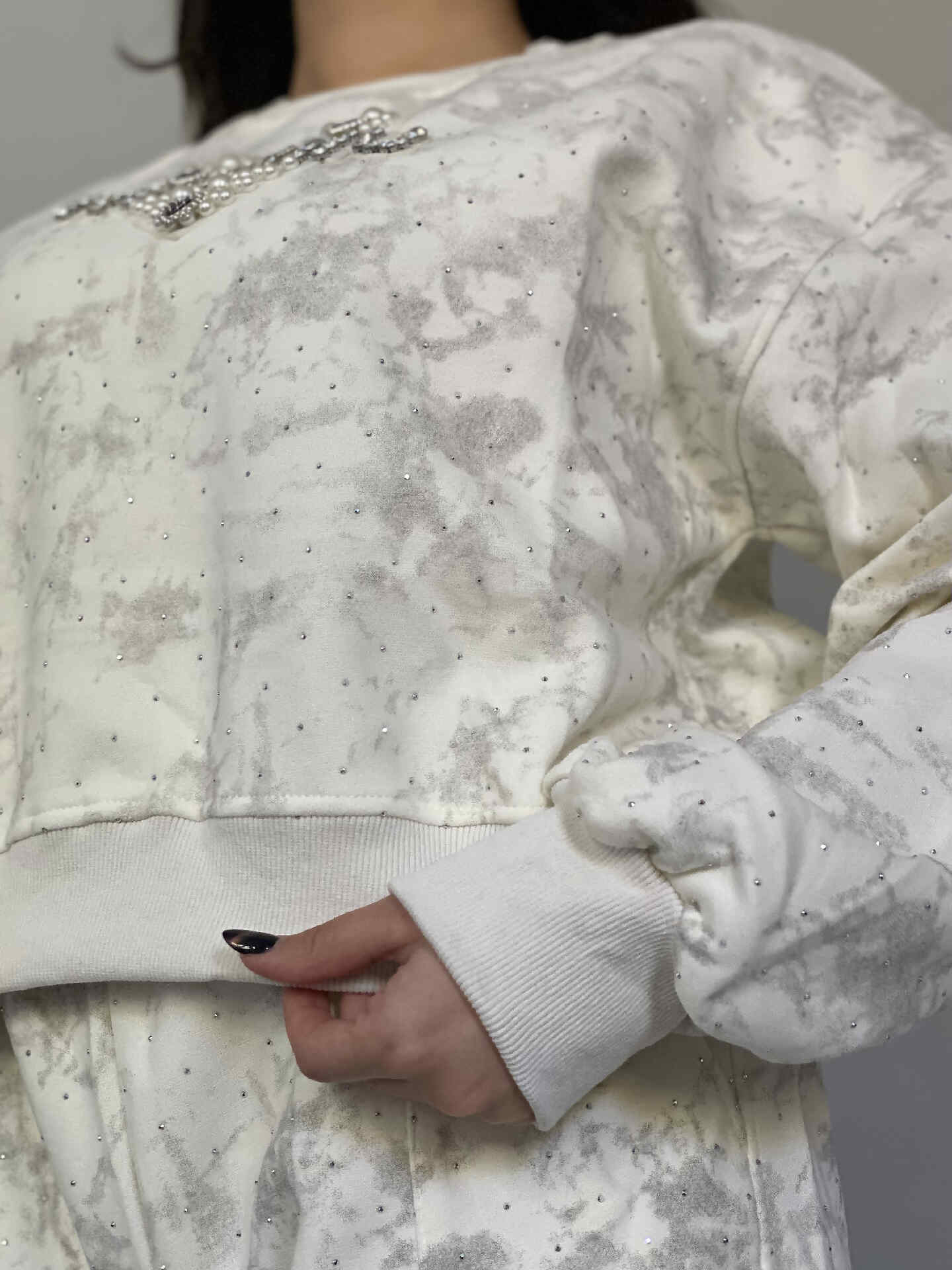 ست دورس و شلوار نگین داردخترانه و زنانه وارداتی - تصویر 2