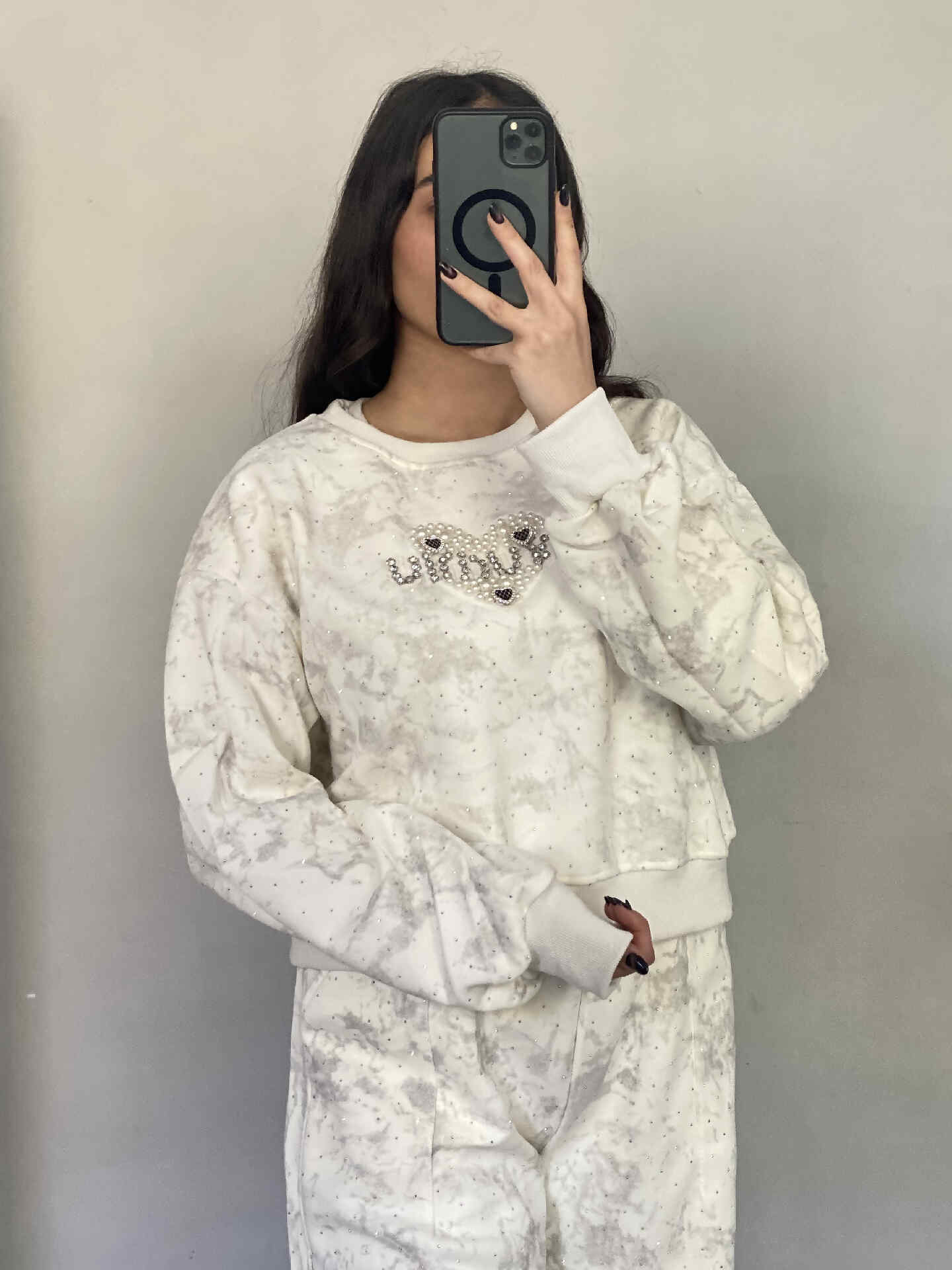 ست دورس و شلوار نگین داردخترانه و زنانه وارداتی - تصویر 6